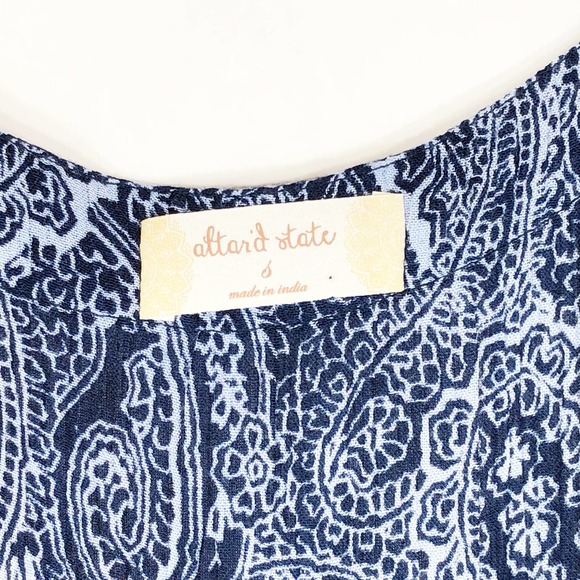 Altard State Small Romper Blue Floral Long Sleeve Shorts Drawstring V Neck 261 - Picture 7 of 7